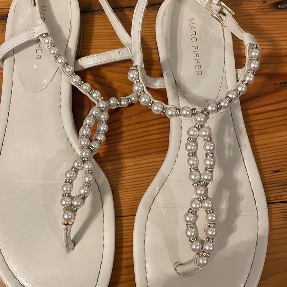 Marc Fisher Pearl White Wedding Sandals size 11 - Picture 6 of 8